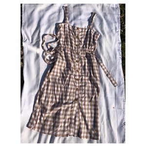 Brown and White Gingham MidiDress